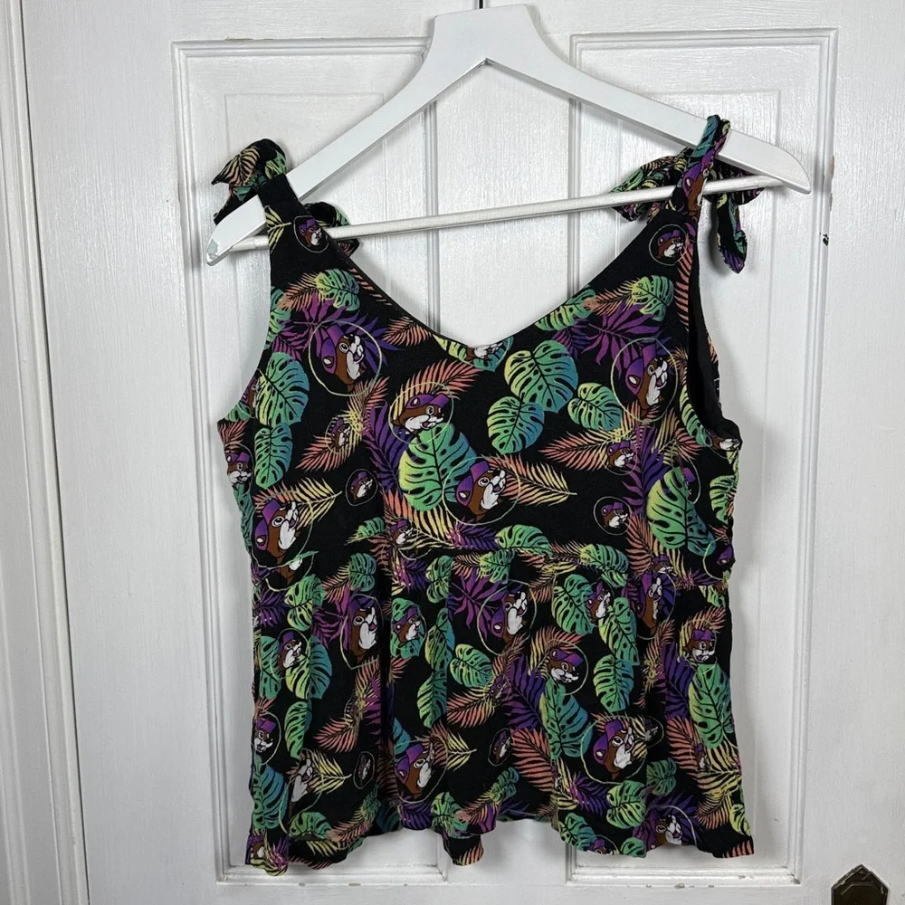 Bucee’s Women’s 2-Piece Short Tank Set in Flounce Palm Print W2209 Sz M